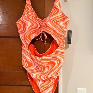 No Boundaries Orange Swirl One Piece Swimsuit
